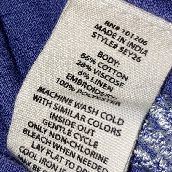 Soft Surroundings Blue Embroidered Kimono Open Front Cardigan One Size Women - Picture 6 of 9